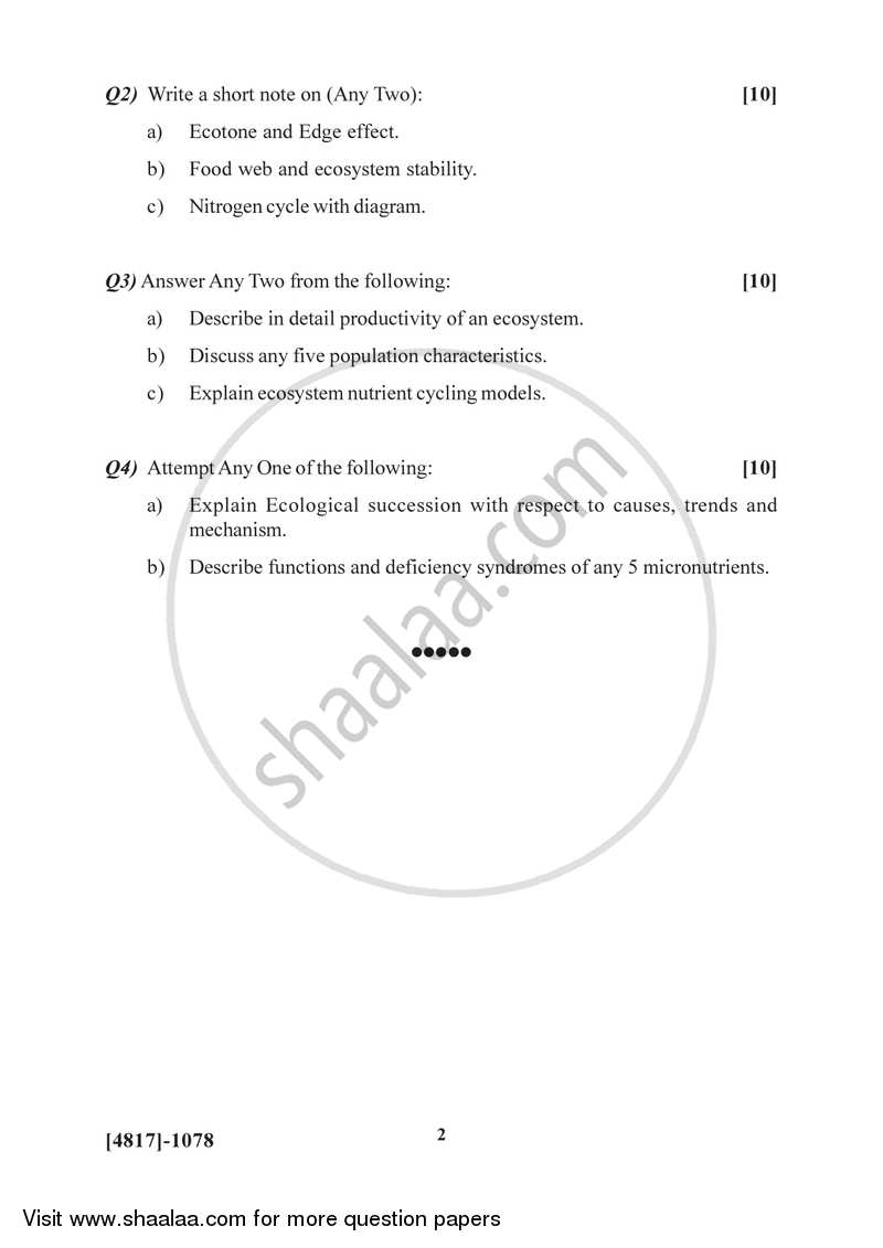 Ecology and Ecosystem 2015-2016 - B.Sc. - Semester 3 (SYBSc) - University of Pune question paper with PDF download