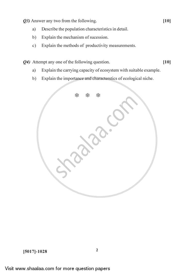 Ecology and Ecosystem 2016-2017 - B.Sc. - Semester 3 (SYBSc) - University of Pune question paper with PDF download