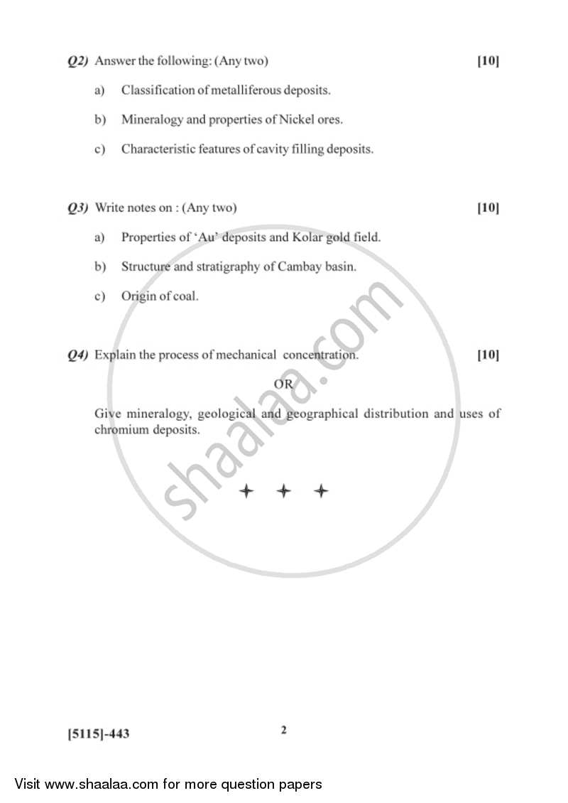 Economic Geology 2016-2017 - B.Sc. - Semester 6 (TYBSc) - University of Pune question paper with PDF download
