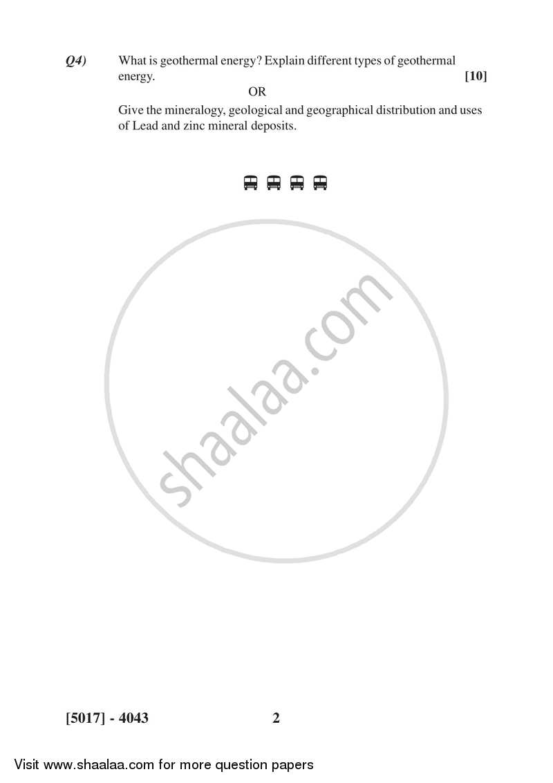 Economic Geology 2016-2017 - B.Sc. - Semester 6 (TYBSc) - University of Pune question paper with PDF download