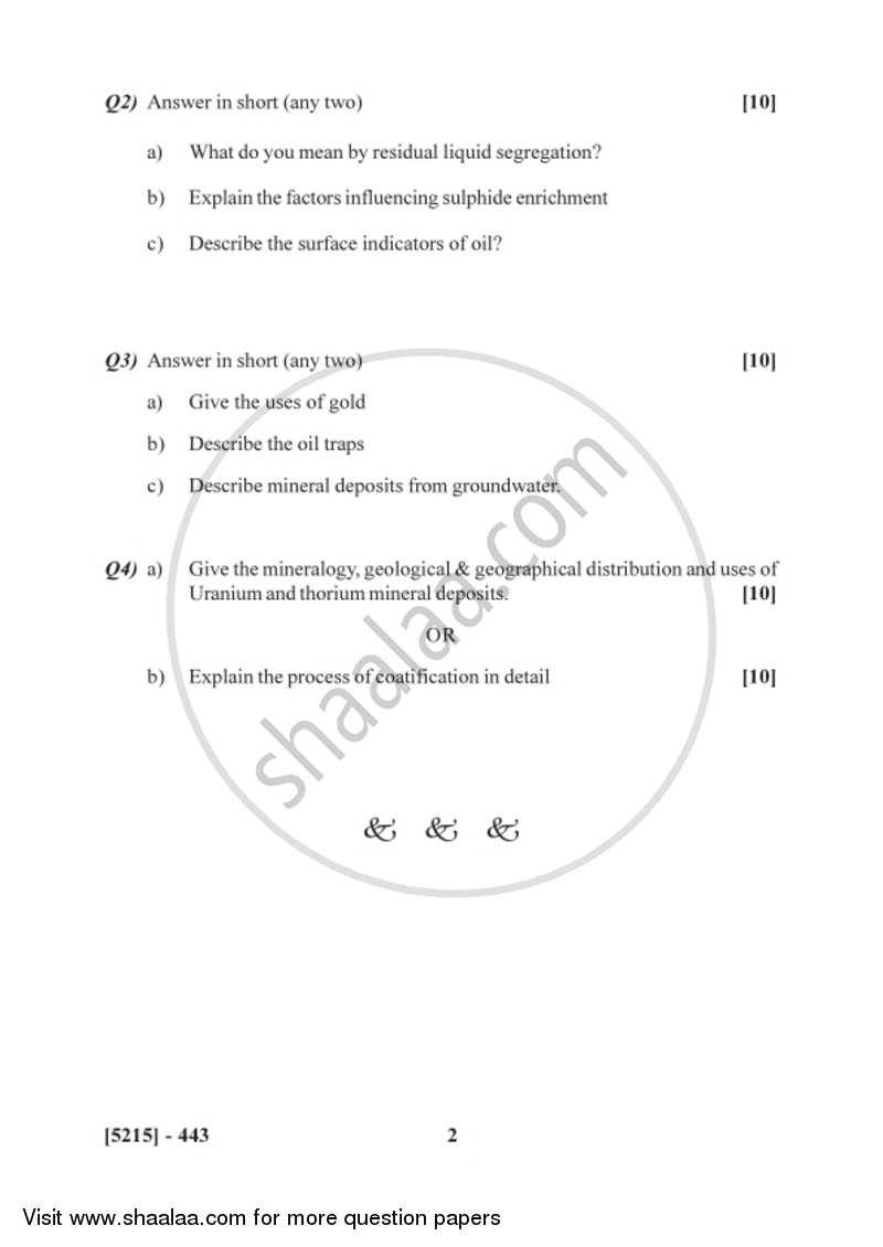 Economic Geology 2017-2018 - B.Sc. - Semester 6 (TYBSc) - University of Pune question paper with PDF download
