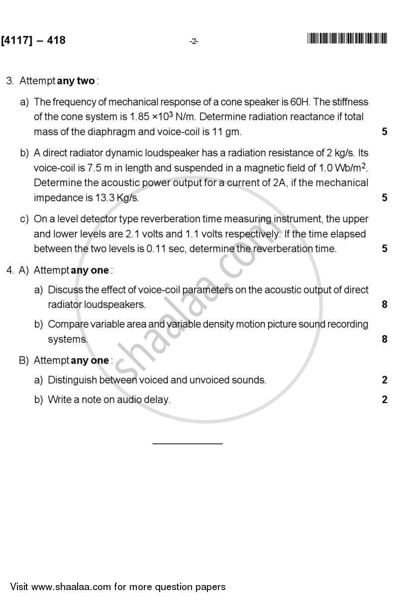 Electro Acoustics and Entertainment Electronics 2012-2013 - B.Sc. - Semester 6 (TYBSc) - University of Pune question paper with PDF download