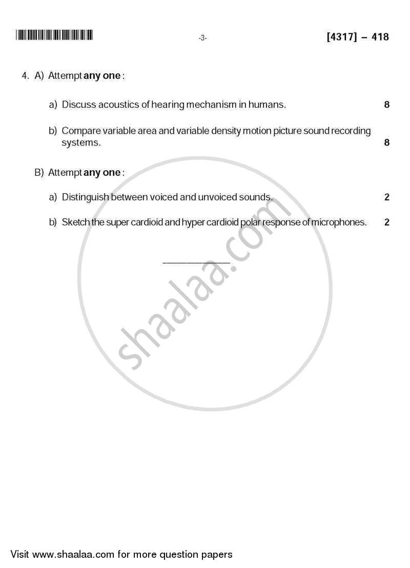 Electro Acoustics and Entertainment Electronics 2013-2014 - B.Sc. - Semester 6 (TYBSc) - University of Pune question paper with PDF download