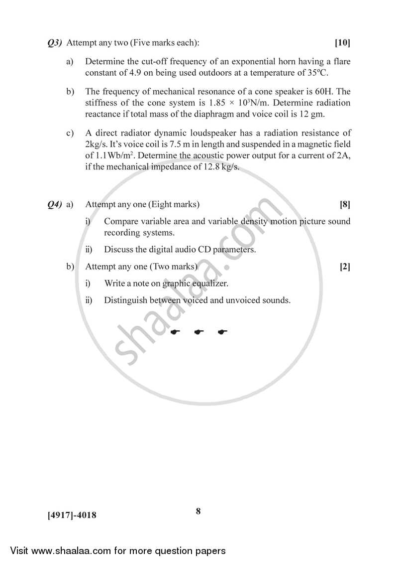 Electro Acoustics and Entertainment Electronics 2015-2016 - B.Sc. - Semester 6 (TYBSc) - University of Pune question paper with PDF download