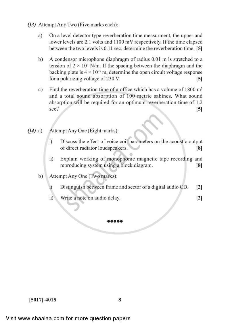 Electro Acoustics and Entertainment Electronics 2016-2017 - B.Sc. - Semester 6 (TYBSc) - University of Pune question paper with PDF download