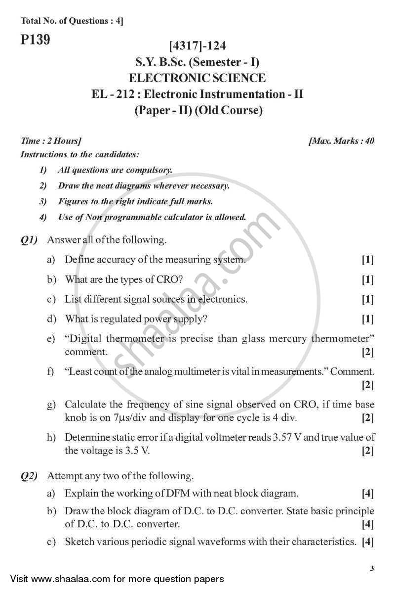 Electronic Instrumentation 2013-2014 - B.Sc. - Semester 3 (SYBSc) - University of Pune question paper with PDF download
