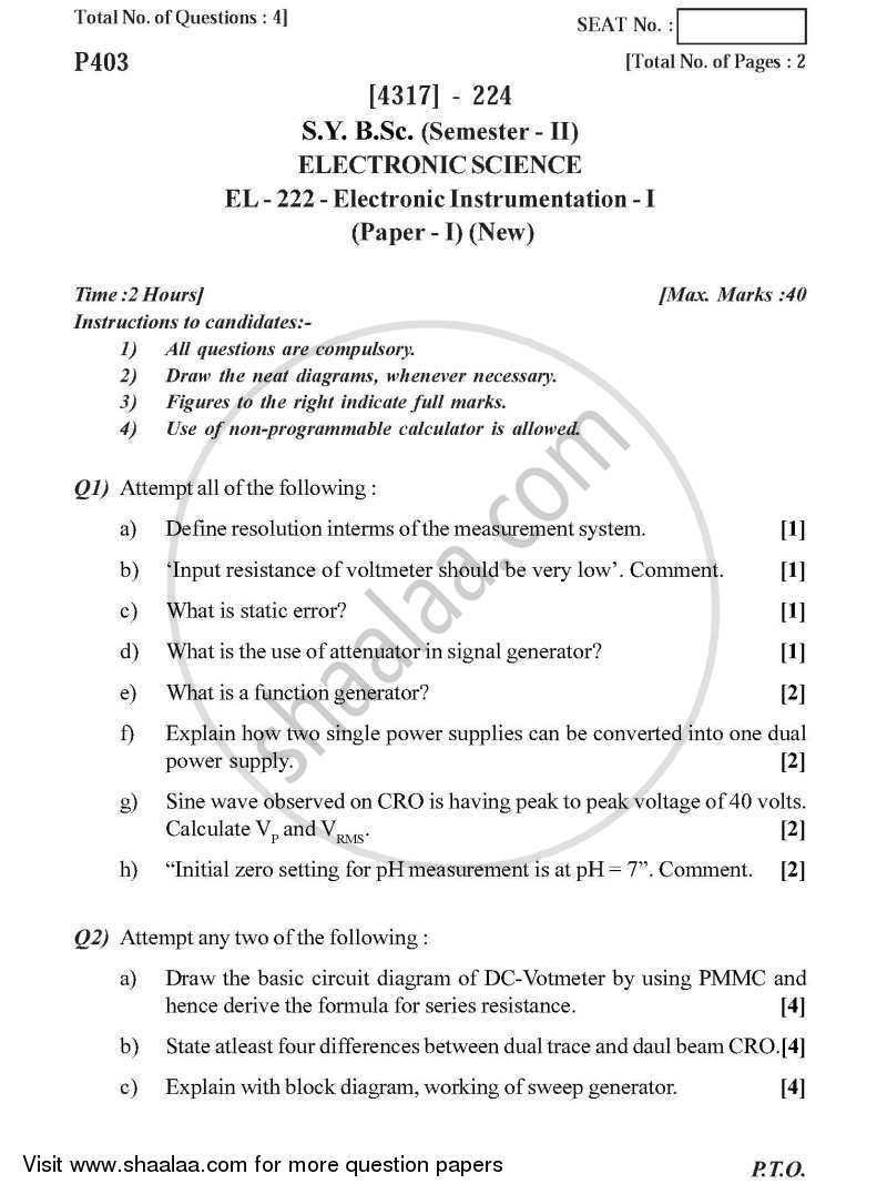 Electronic Instrumentation 2013-2014 - B.Sc. - Semester 4 (SYBSc) - University of Pune question paper with PDF download