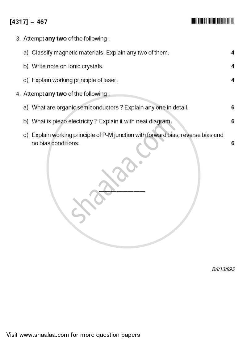 Electronic Materials and Devices 2013-2014 - B.Sc. - Semester 6 (TYBSc) - University of Pune question paper with PDF download