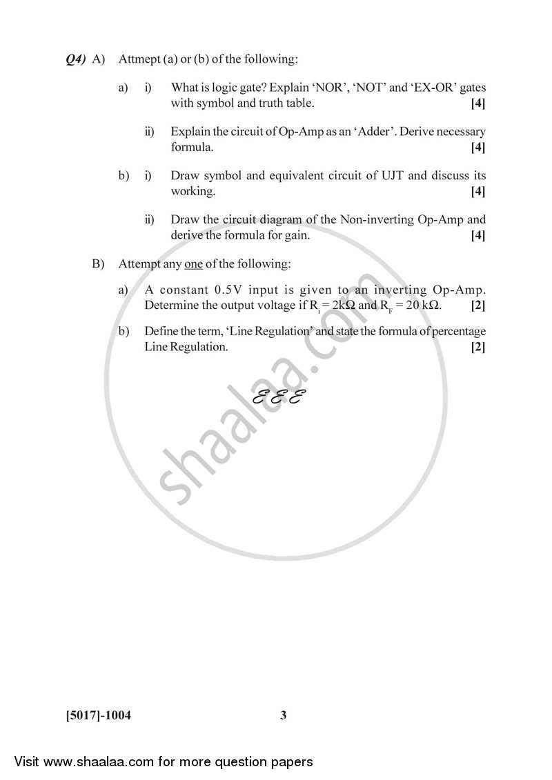Electronics 2016-2017 - B.Sc. - Semester 3 (SYBSc) - University of Pune question paper with PDF download