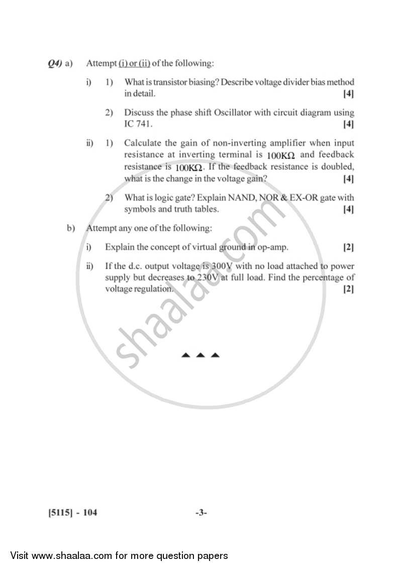 Electronics 2016-2017 - B.Sc. - Semester 3 (SYBSc) - University of Pune question paper with PDF download