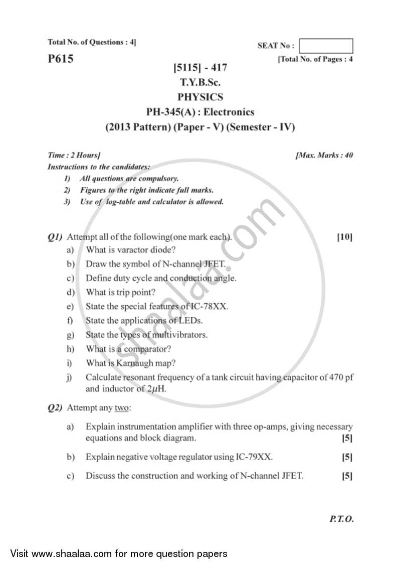 Electronics 2016-2017 - B.Sc. - Semester 6 (TYBSc) - University of Pune question paper with PDF download