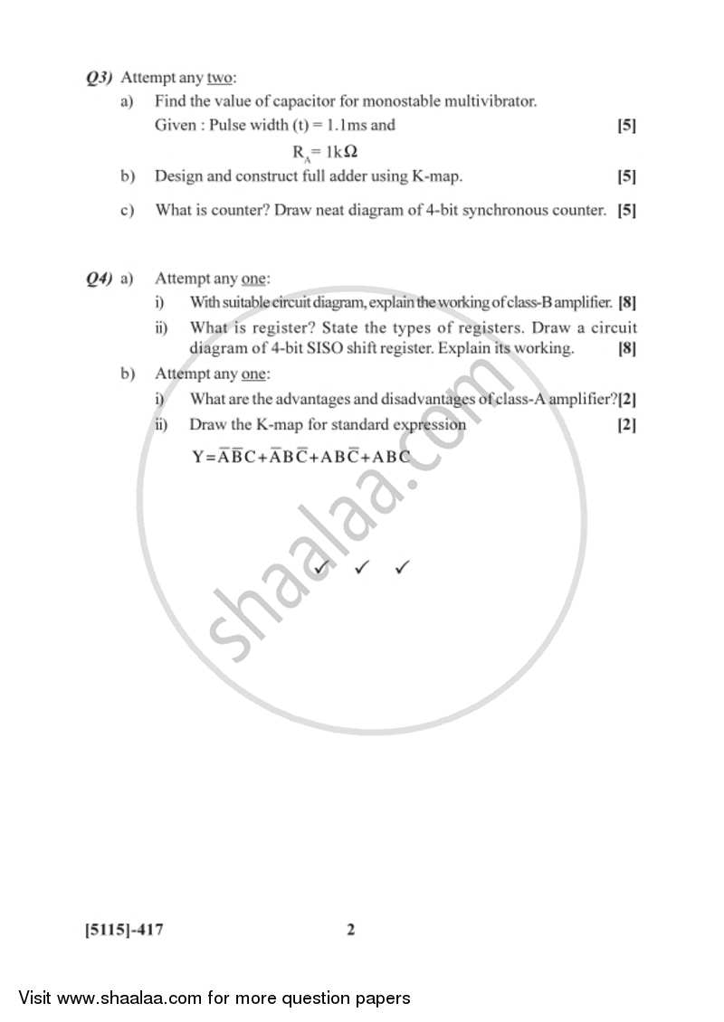 Electronics 2016-2017 - B.Sc. - Semester 6 (TYBSc) - University of Pune question paper with PDF download