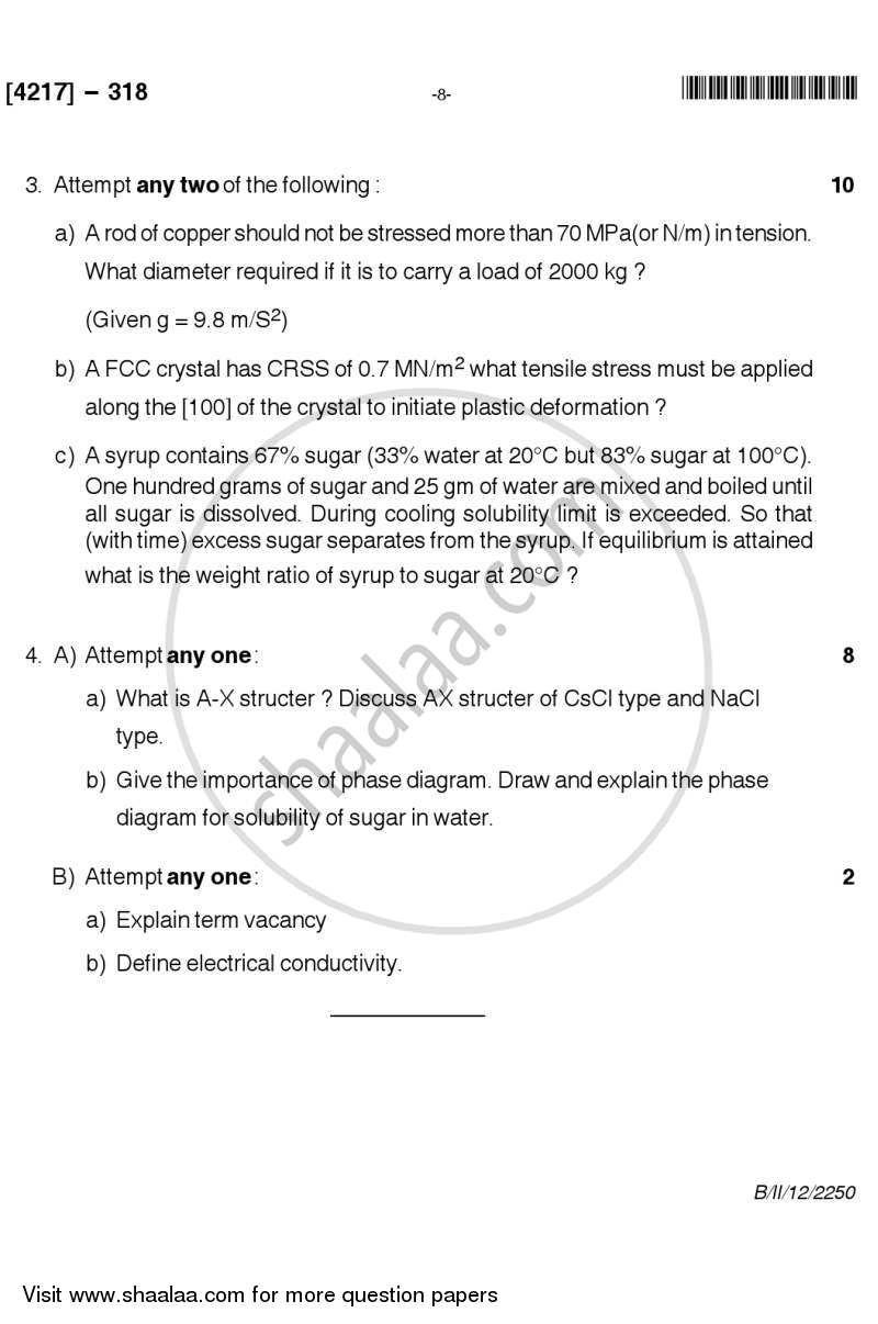 Elements of Materials Science 2012-2013 - B.Sc. - Semester 5 (TYBSc) - University of Pune question paper with PDF download