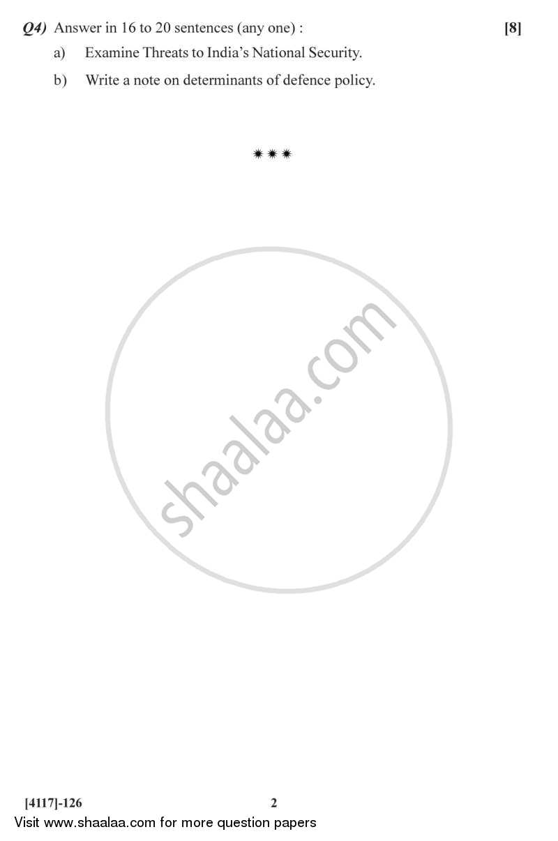 Elements of National Security 2012-2013 - B.Sc. - Semester 3 (SYBSc) - University of Pune question paper with PDF download