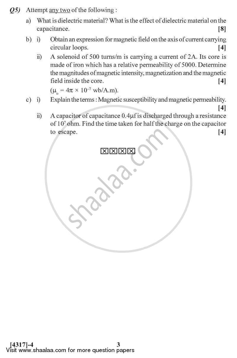 Emerging Physics, Electricity and Magnetism 2013-2014 - B.Sc. - Semester 2 (FYBSc) - University of Pune question paper with PDF download