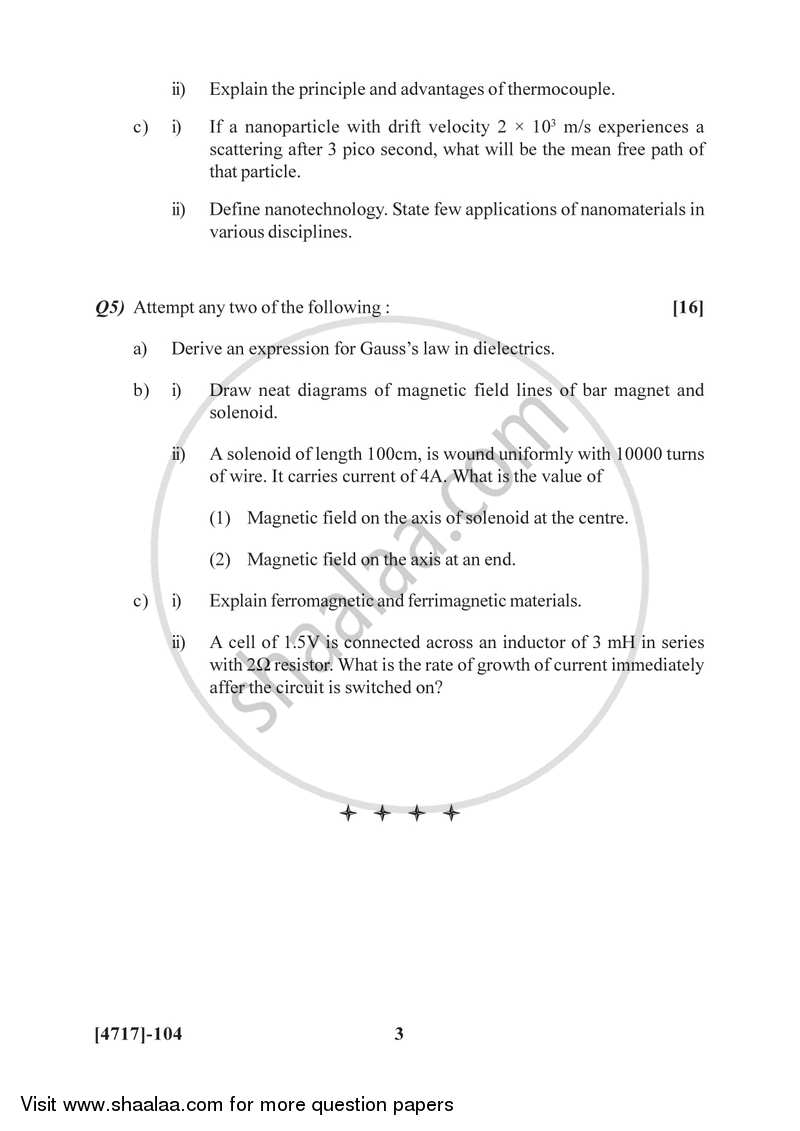 Emerging Physics, Electricity and Magnetism 2014-2015 - B.Sc. - Semester 2 (FYBSc) - University of Pune question paper with PDF download