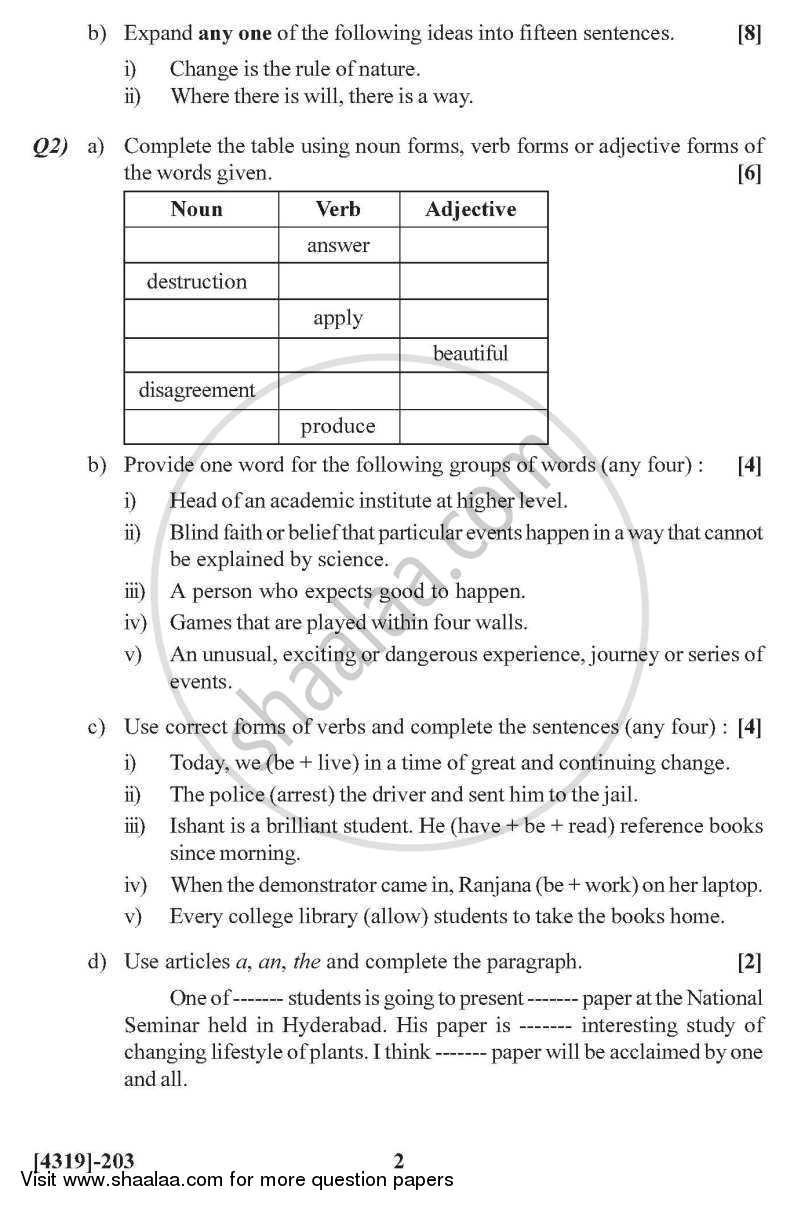English 2012-2013 - B.Sc. - Semester 4 (SYBSc) - University of Pune question paper with PDF download