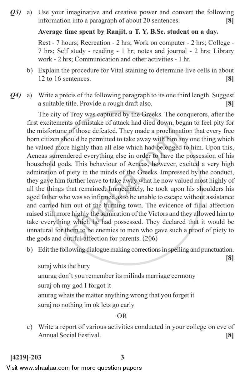 English 2012-2013 - B.Sc. - Semester 4 (SYBSc) - University of Pune question paper with PDF download