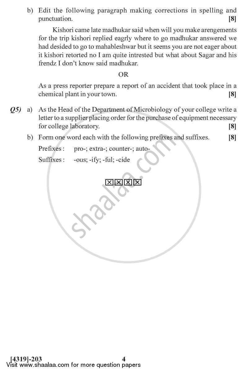 English 2012-2013 - B.Sc. - Semester 4 (SYBSc) - University of Pune question paper with PDF download