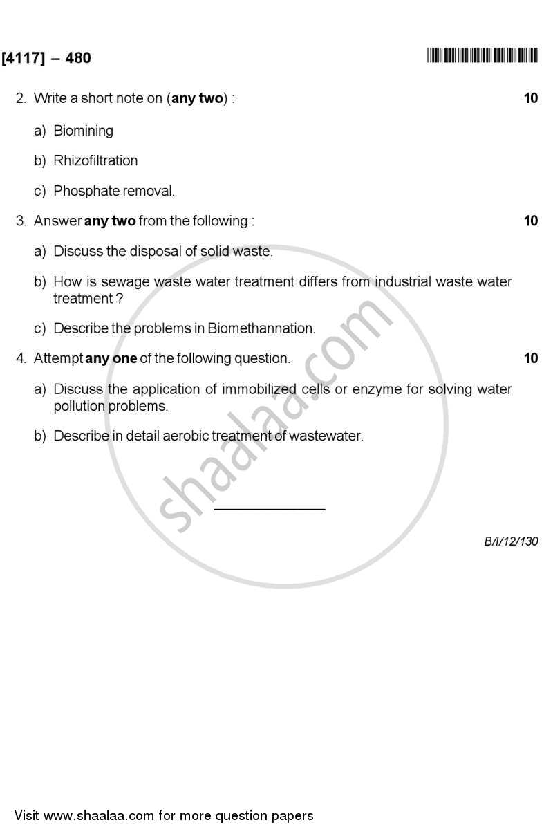 Environmental Biotechnology 2 2011-2012 - B.Sc. - Semester 6 (TYBSc) - University of Pune question paper with PDF download