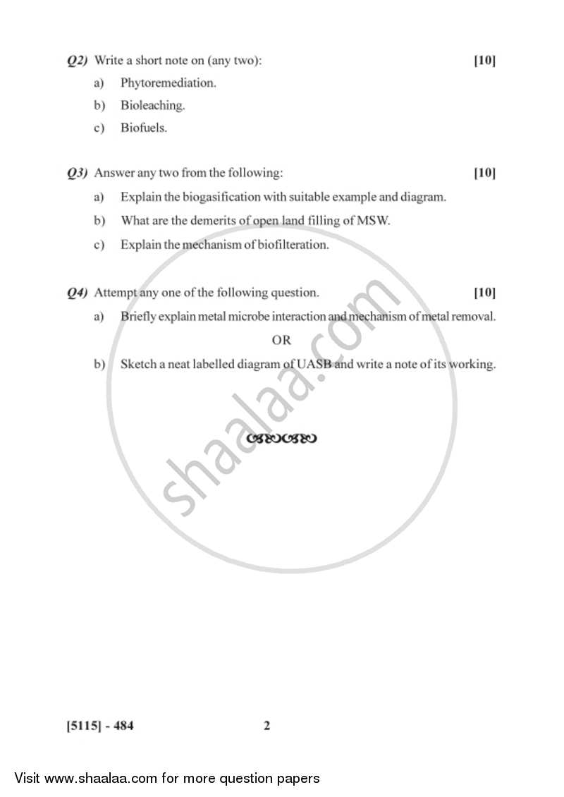 Environmental Biotechnology 2 2016-2017 - B.Sc. - Semester 6 (TYBSc) - University of Pune question paper with PDF download