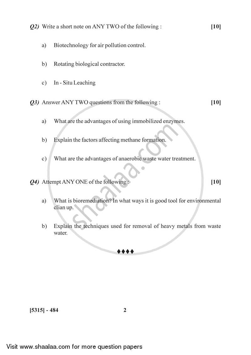 Environmental Biotechnology 2 2017-2018 - B.Sc. - Semester 6 (TYBSc) - University of Pune question paper with PDF download