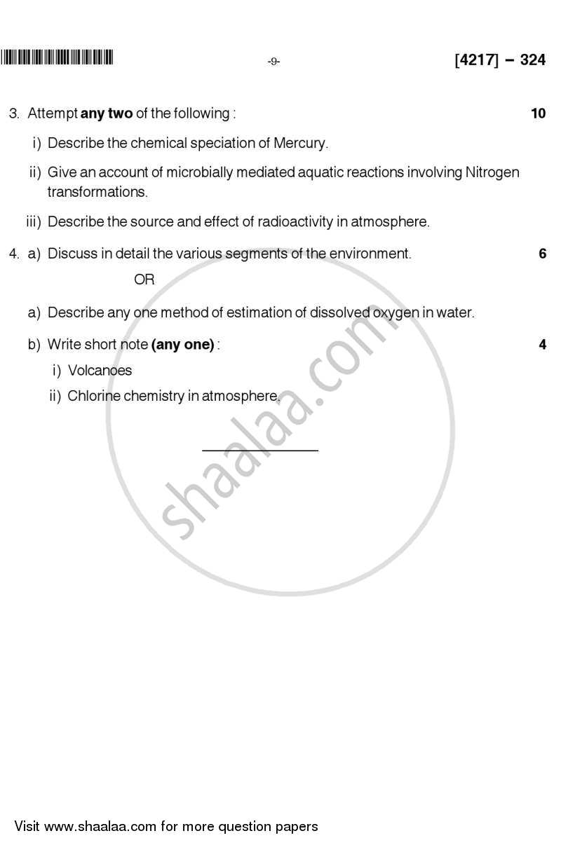 Environmental Chemistry 2012-2013 - B.Sc. - Semester 5 (TYBSc) - University of Pune question paper with PDF download