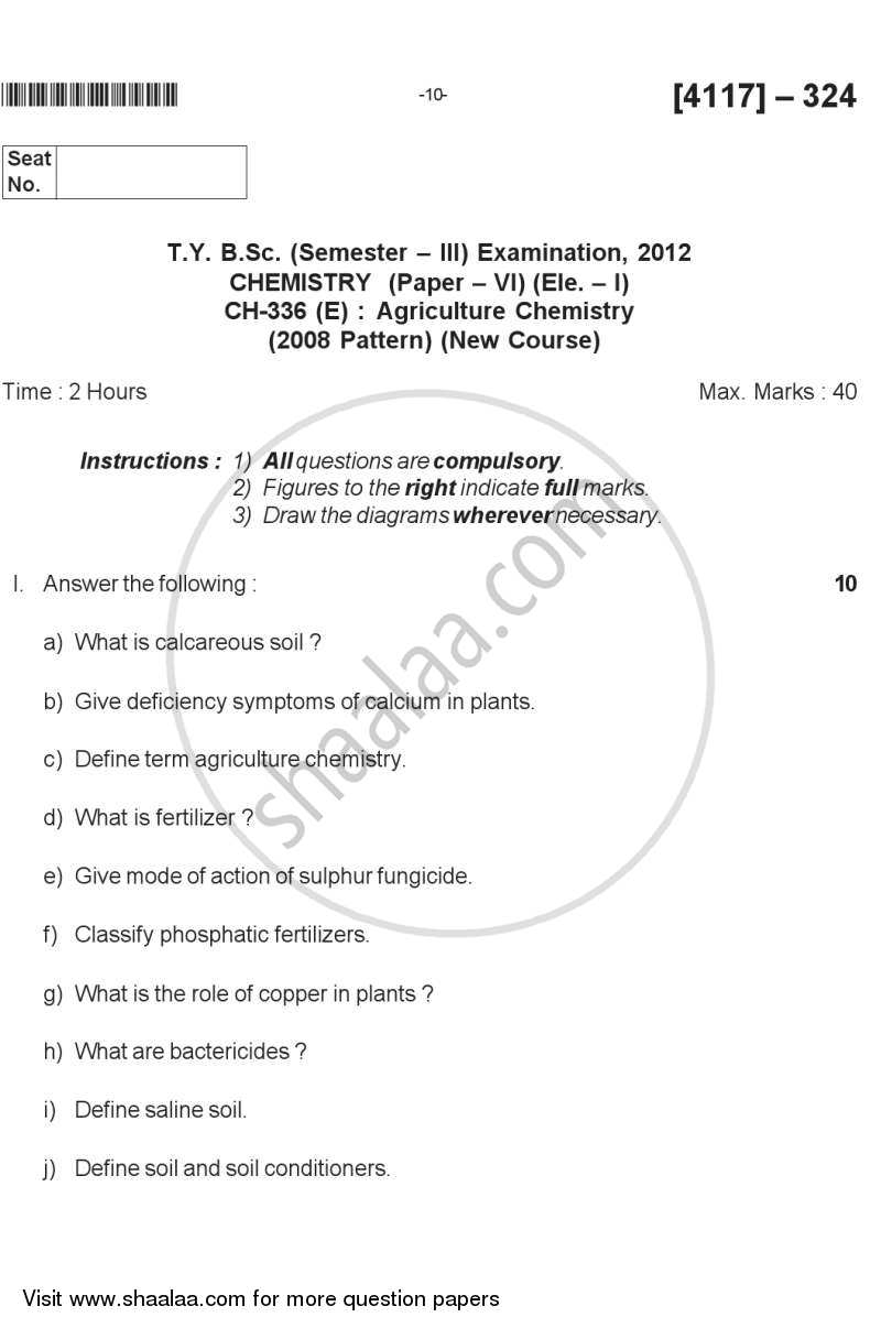 Environmental Chemistry 2012-2013 - B.Sc. - Semester 5 (TYBSc) - University of Pune question paper with PDF download