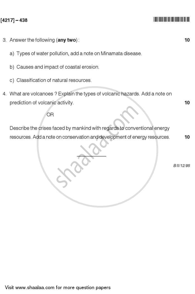 Environmental Geology 2012-2013 - B.Sc. - Semester 6 (TYBSc) - University of Pune question paper with PDF download