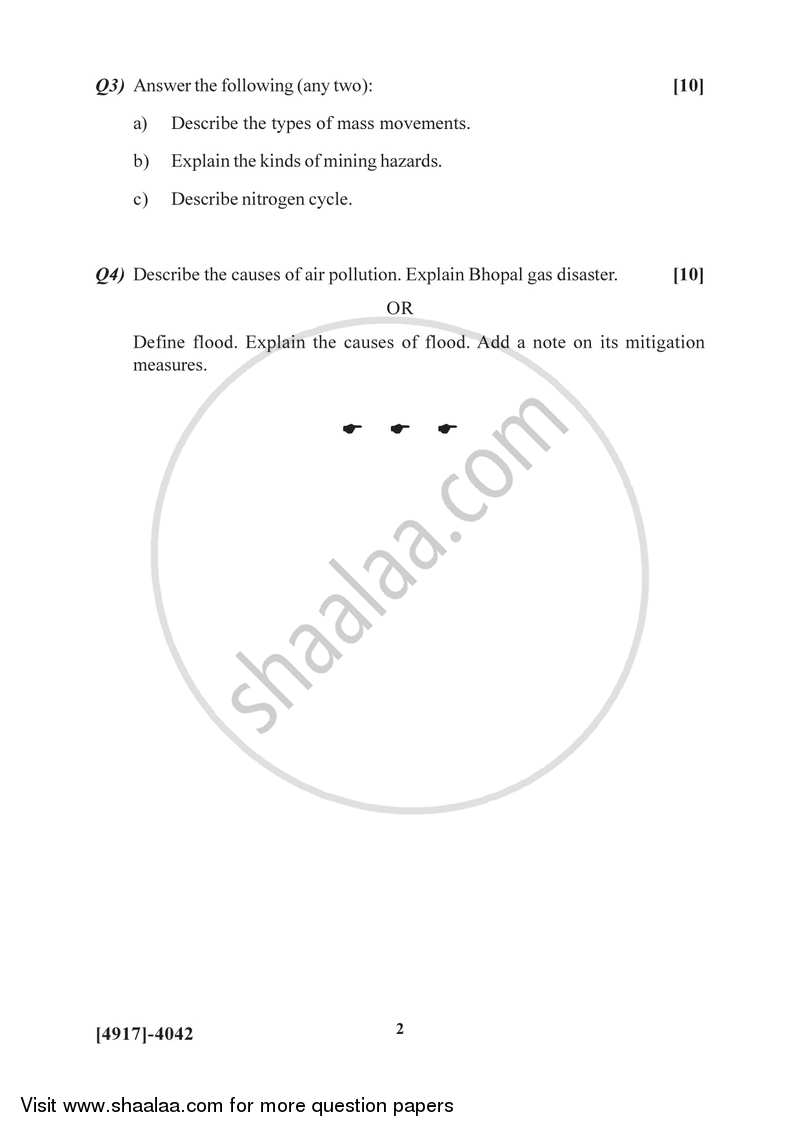 Environmental Geology 2015-2016 - B.Sc. - Semester 6 (TYBSc) - University of Pune question paper with PDF download