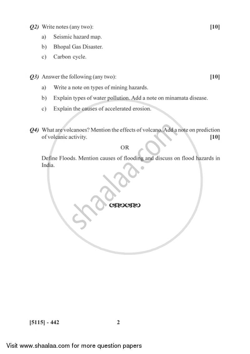 Environmental Geology 2016-2017 - B.Sc. - Semester 6 (TYBSc) - University of Pune question paper with PDF download