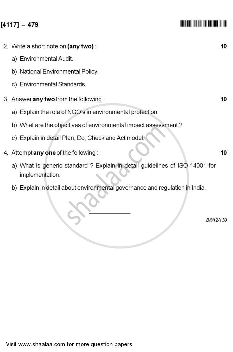 Environmental Governance and Equity - EMS, ISO 14000 2012-2013 - B.Sc. - Semester 6 (TYBSc) - University of Pune question paper with PDF download