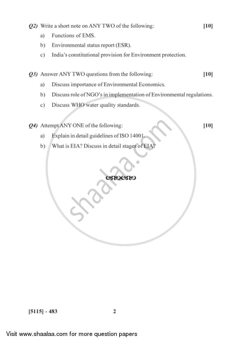 Environmental Governance and Equity - EMS, ISO 14000 2016-2017 - B.Sc. - Semester 6 (TYBSc) - University of Pune question paper with PDF download
