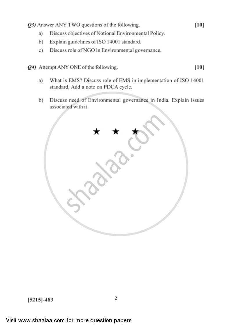 Environmental Governance and Equity - EMS, ISO 14000 2017-2018 - B.Sc. - Semester 6 (TYBSc) - University of Pune question paper with PDF download