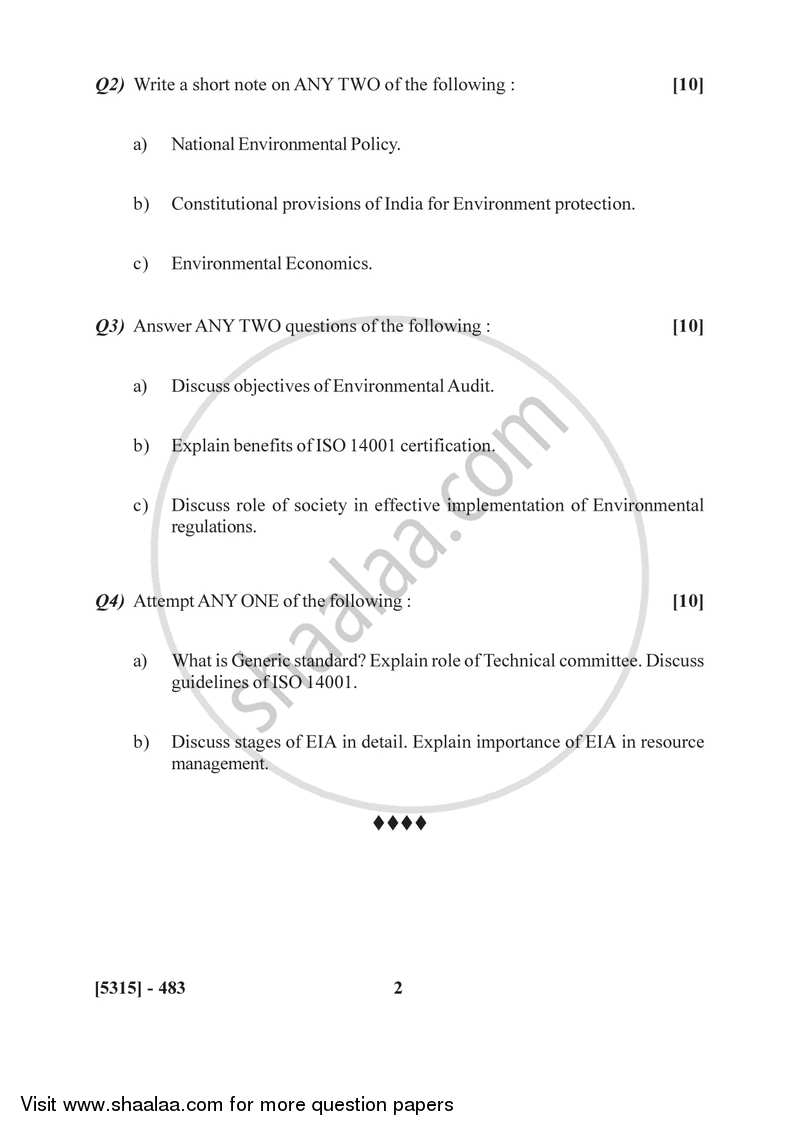 Environmental Governance and Equity - EMS, ISO 14000 2017-2018 - B.Sc. - Semester 6 (TYBSc) - University of Pune question paper with PDF download