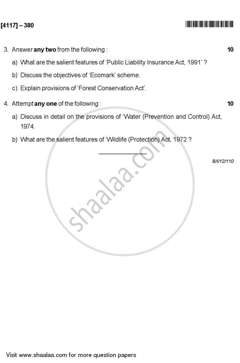 Environmental Governance and Equity - Law and Ethics 2012-2013 - B.Sc. - Semester 5 (TYBSc) - University of Pune question paper with PDF download