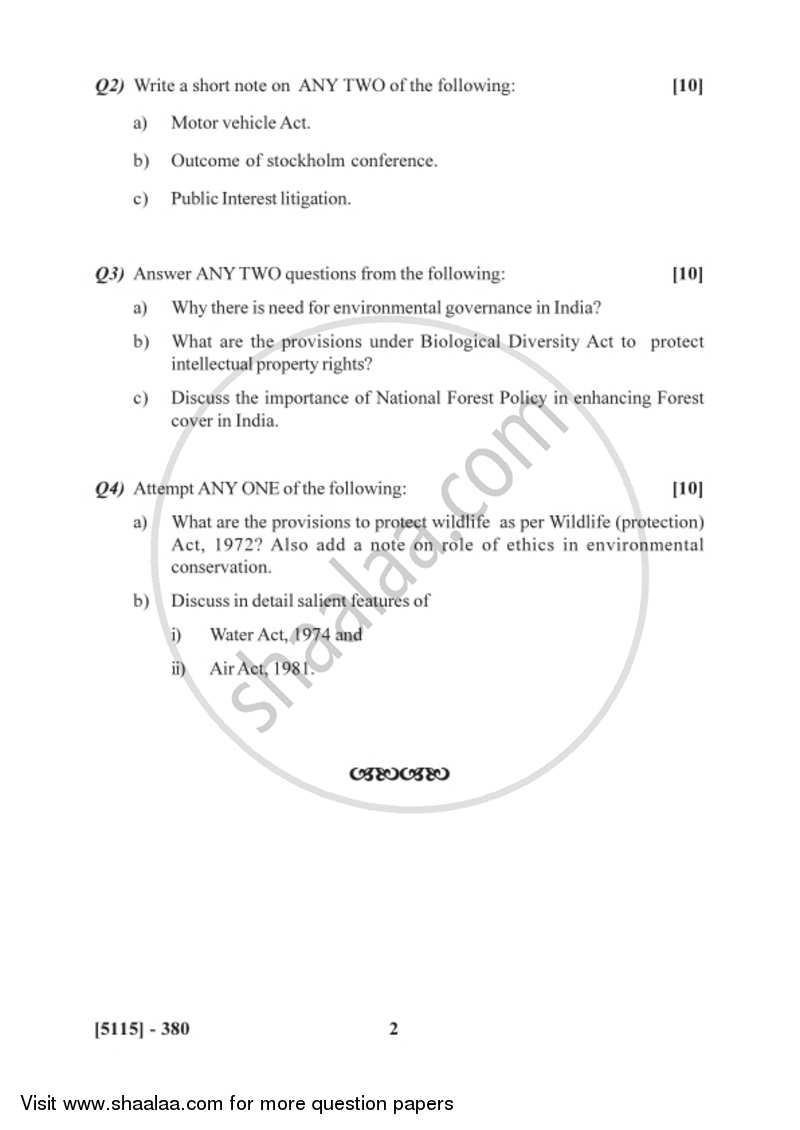 Environmental Governance and Equity - Law and Ethics 2016-2017 - B.Sc. - Semester 5 (TYBSc) - University of Pune question paper with PDF download