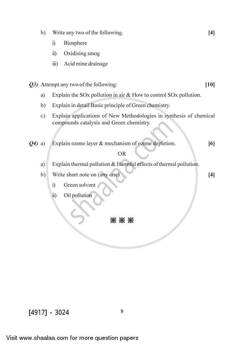 Environmental and Green Chemistry 2015-2016 - B.Sc. - Semester 5 (TYBSc) - University of Pune question paper with PDF download