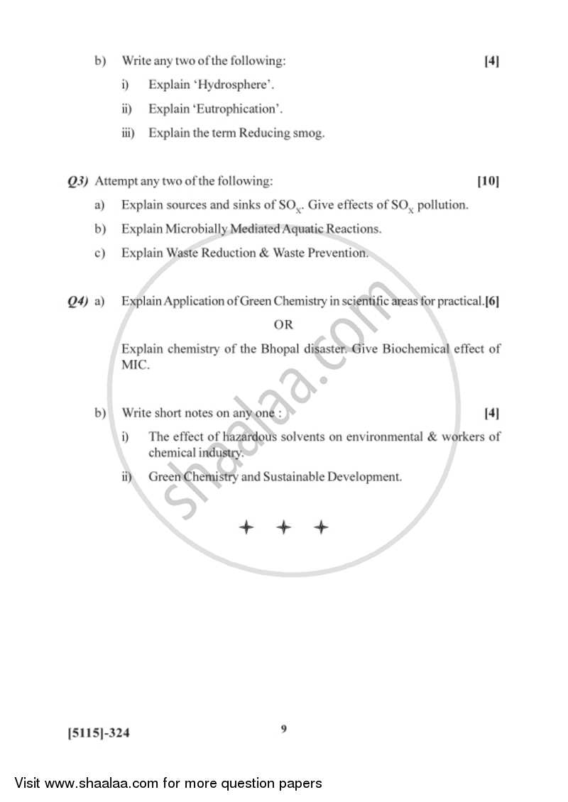 Environmental and Green Chemistry 2016-2017 - B.Sc. - Semester 5 (TYBSc) - University of Pune question paper with PDF download