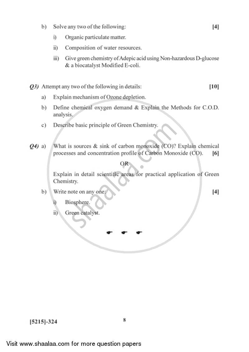 Environmental and Green Chemistry 2017-2018 - B.Sc. - Semester 5 (TYBSc) - University of Pune question paper with PDF download
