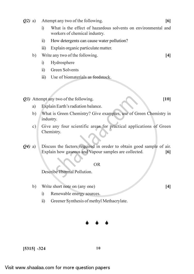 Environmental and Green Chemistry 2017-2018 - B.Sc. - Semester 5 (TYBSc) - University of Pune question paper with PDF download