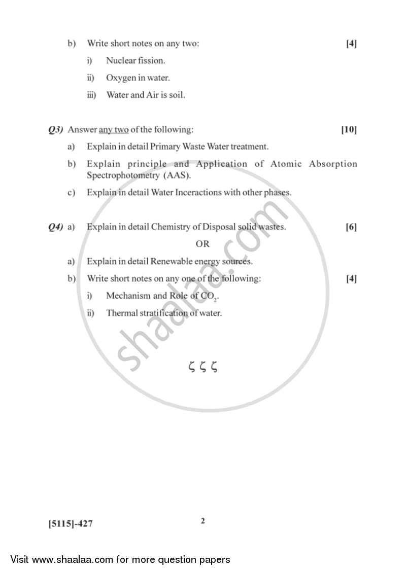 Environmental and Green Chemistry 2016-2017 - B.Sc. - Semester 6 (TYBSc) - University of Pune question paper with PDF download