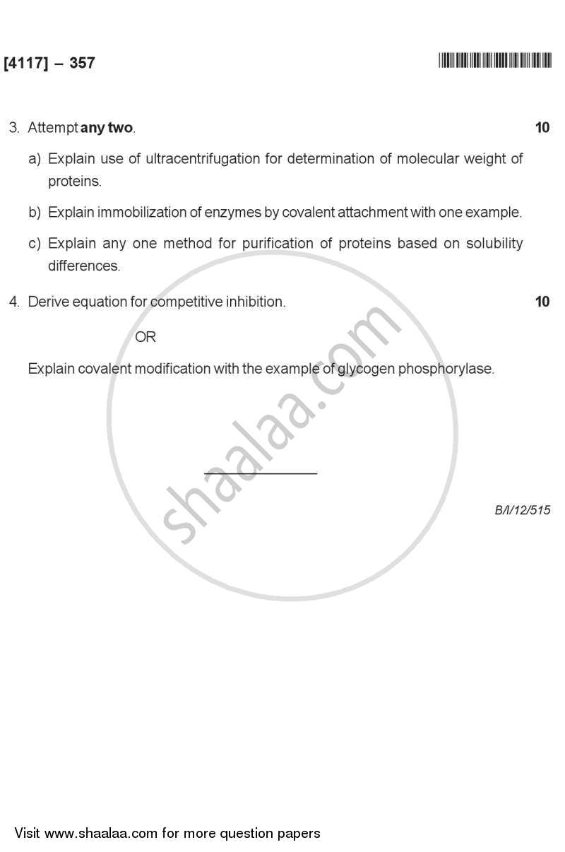 Enzymology 2012-2013 - B.Sc. - Semester 5 (TYBSc) - University of Pune question paper with PDF download