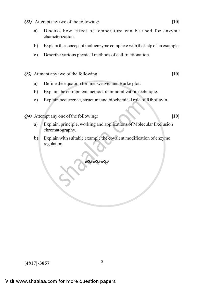 Enzymology 2015-2016 - B.Sc. - Semester 5 (TYBSc) - University of Pune question paper with PDF download