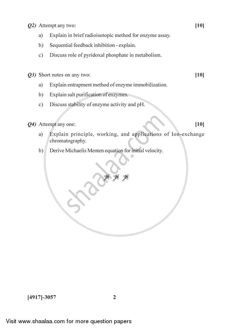 Enzymology 2015-2016 - B.Sc. - Semester 5 (TYBSc) - University of Pune question paper with PDF download