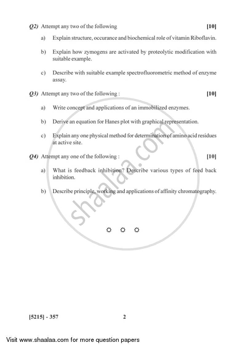 Enzymology 2017-2018 - B.Sc. - Semester 5 (TYBSc) - University of Pune question paper with PDF download