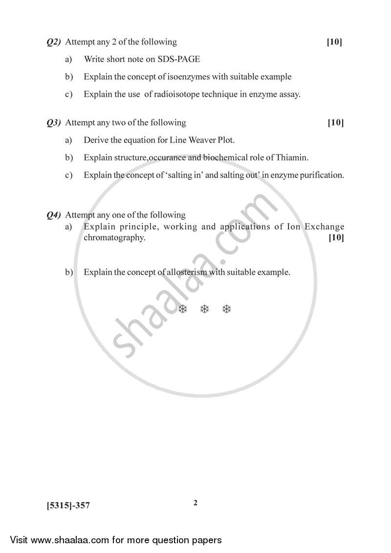 Enzymology 2017-2018 - B.Sc. - Semester 5 (TYBSc) - University of Pune question paper with PDF download