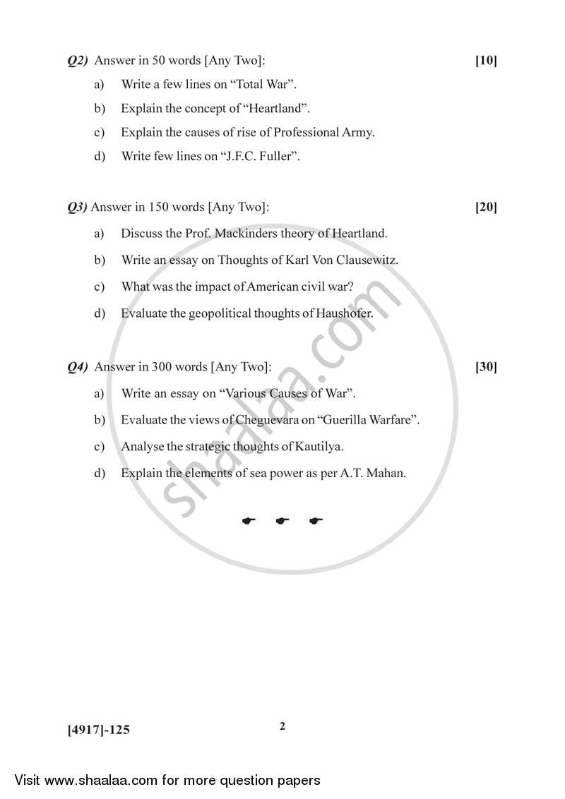 Evolution of Strategic Thought 2015-2016 - B.Sc. - Semester 2 (FYBSc) - University of Pune question paper with PDF download
