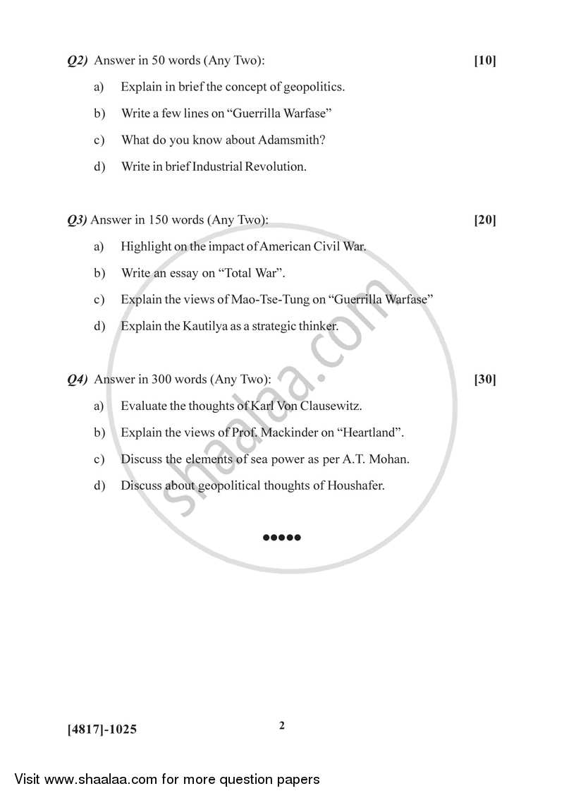 Evolution of Strategic Thought 2015-2016 - B.Sc. - Semester 2 (FYBSc) - University of Pune question paper with PDF download