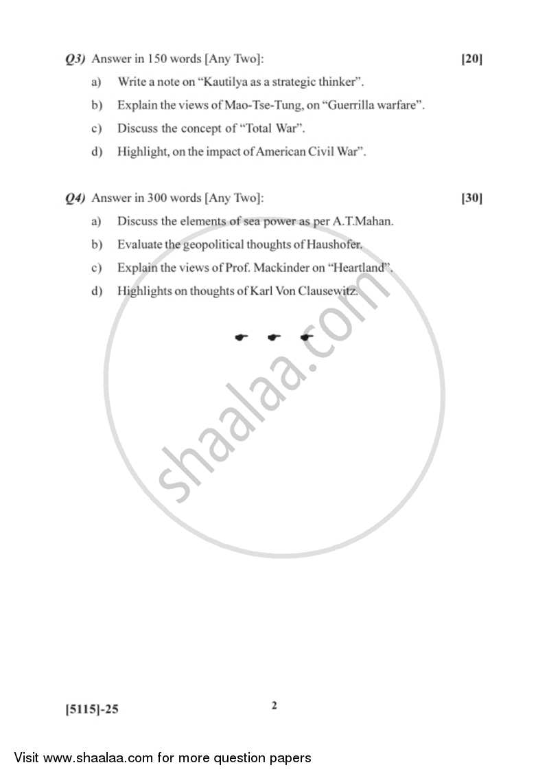 Evolution of Strategic Thought 2016-2017 - B.Sc. - Semester 2 (FYBSc) - University of Pune question paper with PDF download